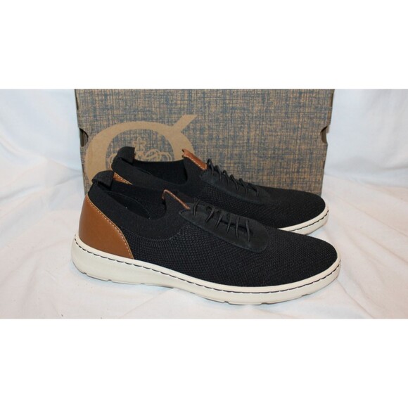Born Men\'s Marcus Knit Fabric Leather Casual Dress Sneakers NEW BLACK BROWN 9